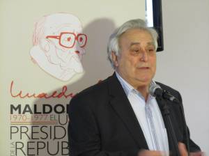Macrino Suárez el 12 de abril de 2012 en la inauración de la exposición sobre José Maldonado en Gijón. 